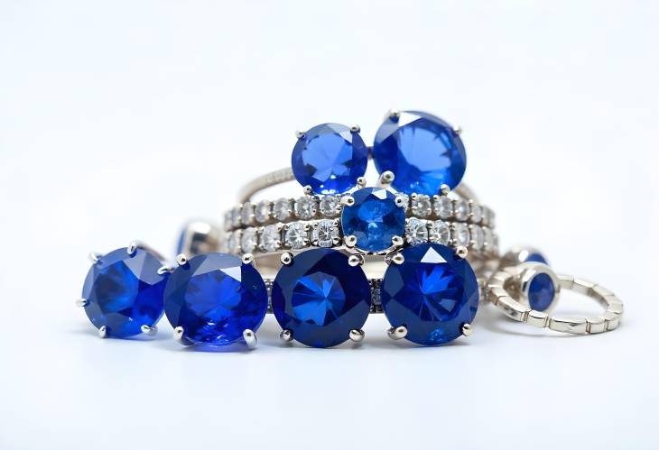 Sapphire Splendor Stacked Jewelry Collection on White